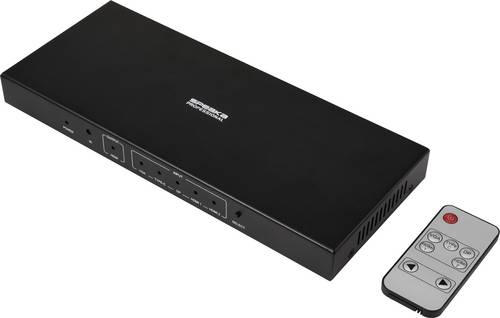 SpeaKa Professional SP-HDPS-300 5 Port HDMI-Switch mit Fernbedienung, Metallgehäuse, LED-Anzeige, über PC steuerbar 3840 x 2160