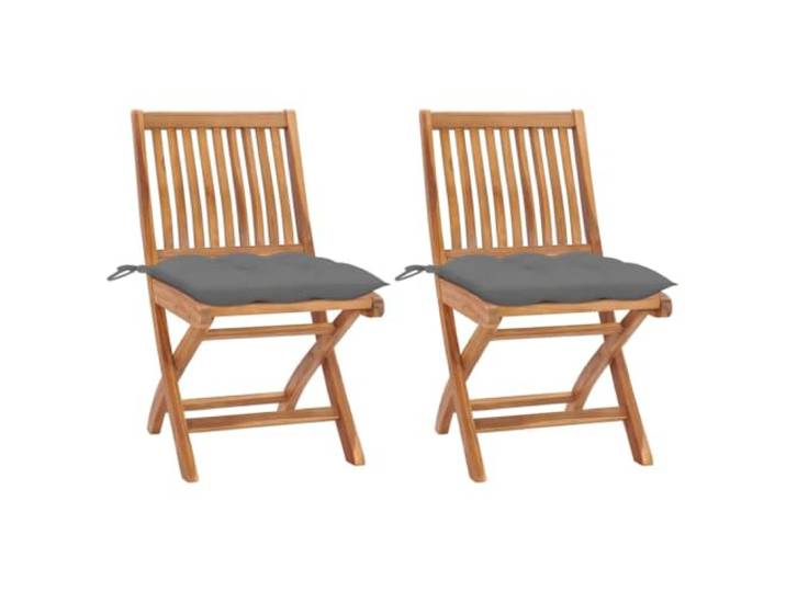 HPUYRFG Klappstühle 2 Stück mit Grauen Kissen aus Massivem Teakholz Zusammenklappbar, witterungsbeständig, ergonomisches Design, dick gepolstert, 110 kg Belastbarkeit, vielseitig einsetzbar