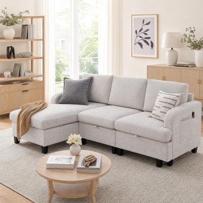 afulyperfllc "94"" Modern L-Shaped Sectional Couch, Sofa with Lift-up Hidden Storage"