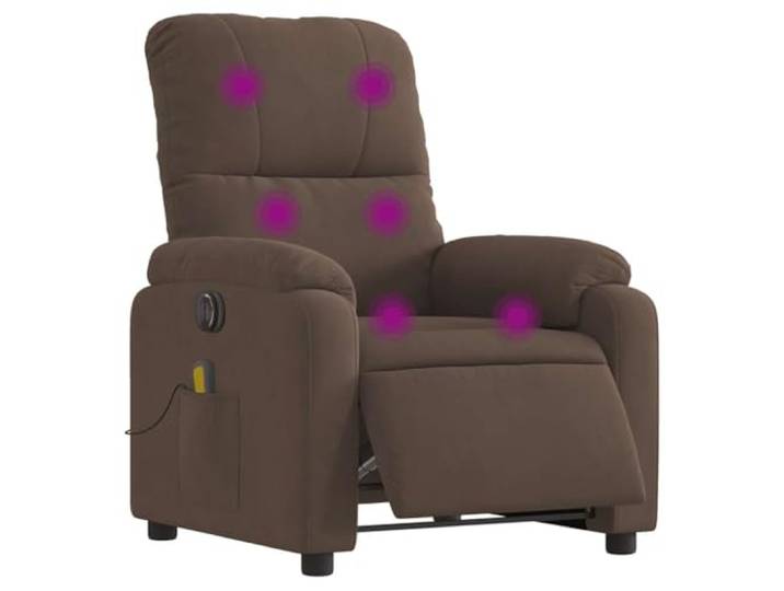 vidaXL Massagesessel Elektrisch Braun Mikrofasergewebe