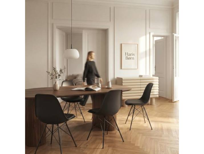 Haris Børn® Esszimmerstühle (4er Set) Schwarz, Gestell Schwarz - Schalenstuhl aus Kunststoff - Stühle Esszimmer, Esstisch Stühle & Küchenstühle - Esszimmerstuhl 30 Tage risikofrei testen