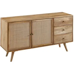 Mangoholz Sideboard, Unique Design, Stabile Konstruktion, Großer Stauraum. 140x40x75 cm | Kadima Design