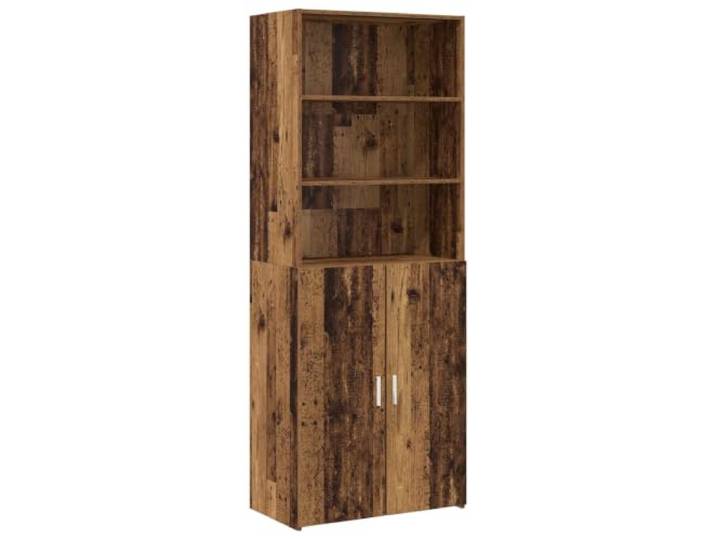 Fisinber Highboard Altholz-Optik 70x42,5x185 cm Holzwerkstoff Schrank Schlanker Standregal-Schrank für Wohnzimmer und Flur mit 4 Ablagefächern, flexibler Tür und pflegeleichter Oberfläche.