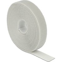 Klettband auf Rolle, 5 Meter x 20mm, Kabelbinder grau