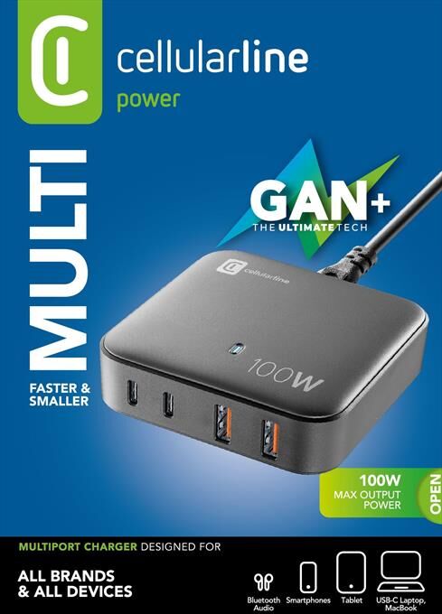 Cellular Line Caricatore Da Rete Achusbgan4pd100wk-nero