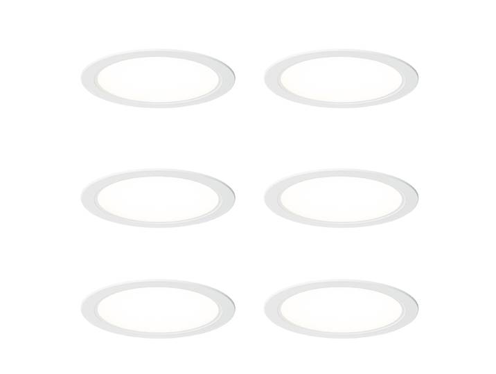 Ensemble de 6 spots encastrés blancs 17 cm avec LED Kelvin