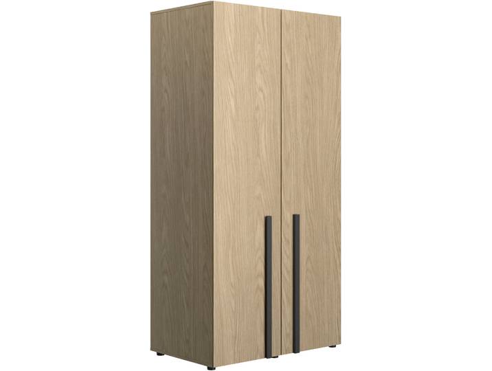 Kleiderschrank, Spanplatte, Rookwood Eiche Nachbildung/Schwarz, 99×200×60 cm, 2 Türen, GAMI NAEL