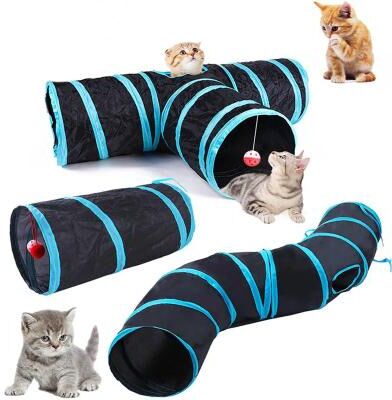 Inspired Living S Shape Cat Tunnel With Crinkle Paper Foldable Hideout & Chase Toy For Indoor Cats red Y Tunnels