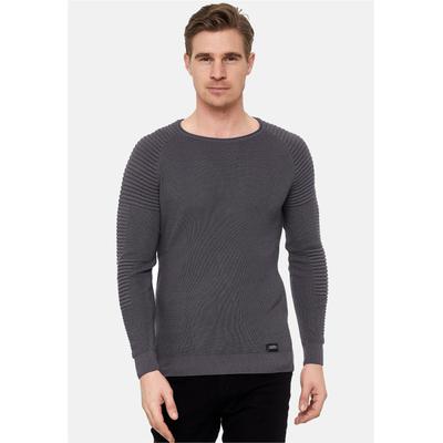 Strickpullover RUSTY NEAL, Herren, Gr. XL, grau (anthrazit), 50% Polyacryl, 50% Baumwolle, unifarben, normal, Rundhals, Pullover Strickpullover, mit modernem Rundhalsausschnitt