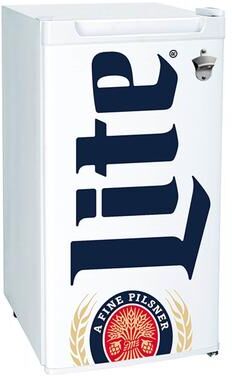 Miller Lite Compact Fridge w/ Bottle Opener, 3.2 cu ft (90L), White