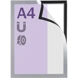 Magnetrahmen A4, selbstklebend randklebend () | silber, Hart-PVC