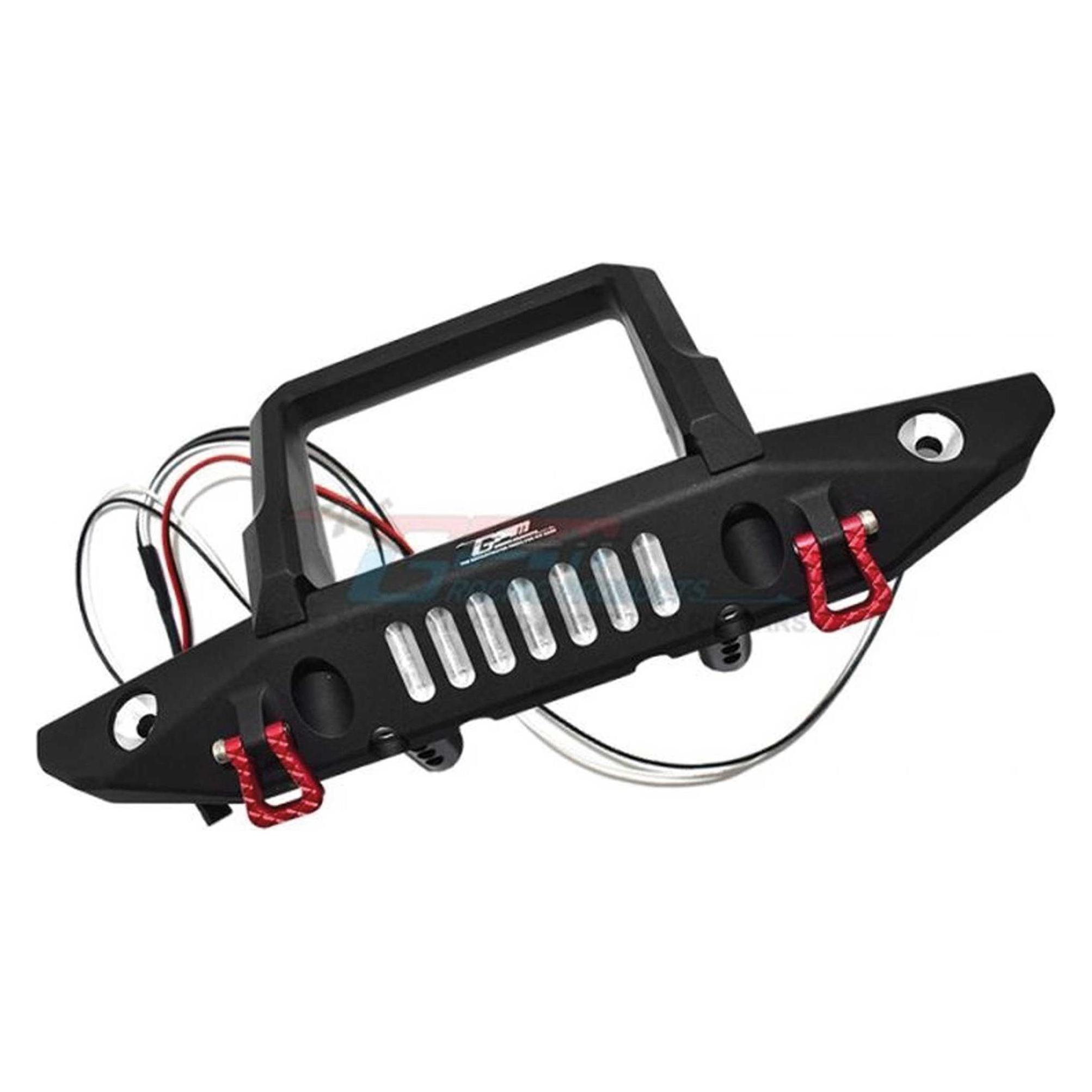 GPM aluminium front bumper with d-rings -15pc set black 1/6 axial 4wd scx6 jeep jlu wrangler (GPMSCX6330FBK)
