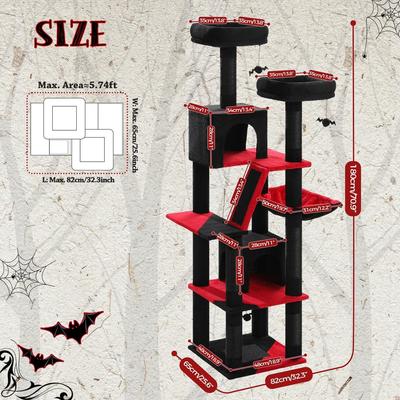 Inspired Finds Multi Level Cat Tree Tower With Hammock, Condo & Scratching Posts black L