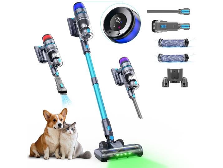Homore NH007 650W/75KPA Aspirateur balai sans fil puissant avec écran couleur LED, mode d'aspiration automatique et fonction autonome.