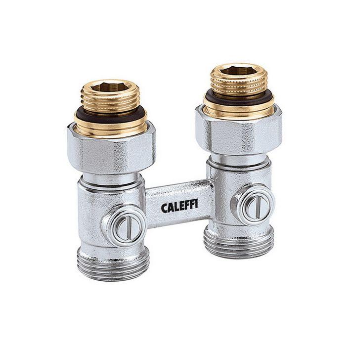 Caleffi Zweirohr-Hahnblock 301043 Durchgang, Heizkörperanschluss 1/2" AG
