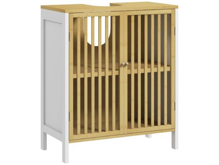 Helloshop26 Waschtischunterschrank für Badezimmer, 60 x 30 x 70 cm, verstellbare Aufbewahrung und Aussparung, skandinavischer Siphon aus MDF, Weiß, 21_0002012