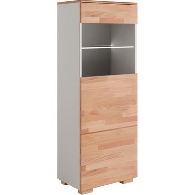 Vitrine OTTO HOME "CITRA80, Front massivholz, Korpus grau, pust to open., trendfarbe", braun (braun und grau), B:55cm H:145cm T:35cm, FSC-zertifizierter Holzwerkstoff, Massivholz, Schränke, Vitrine, B/T/H:55/35/145cm, Kernbuche teilmassiv geölt,4...
