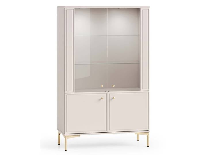 Vier­türige Vitrine Sandro mit Beleuchtung, 92 cm, Kaschmir