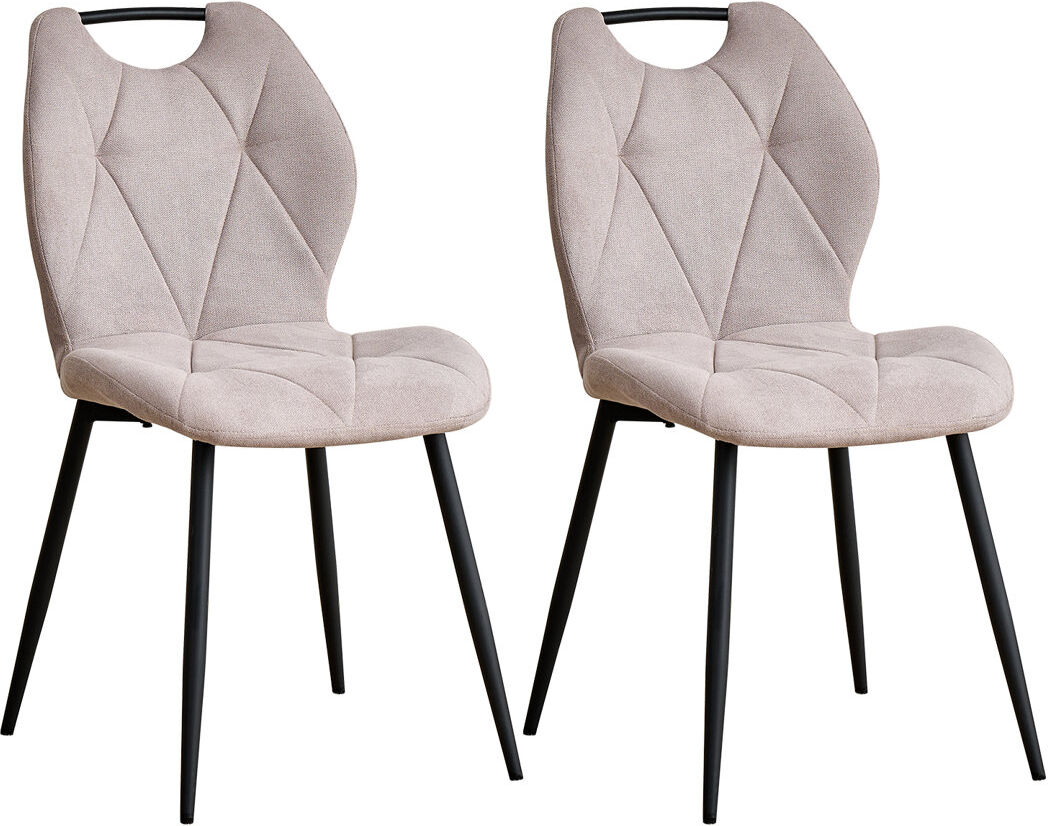Brayden Studio Dining Chairs - Contemporary Dining Chair - Comfortable Linen Dining Chairs - Metal Legs Beige 86cm H X 48cm W X 46cm D