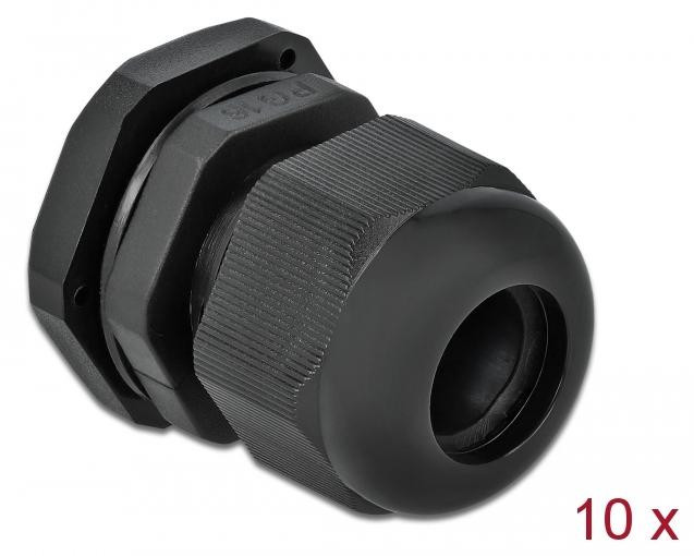 Delock Kabeldoorvoer PG16, 10 stuks, zwart, IP68, Kunststof