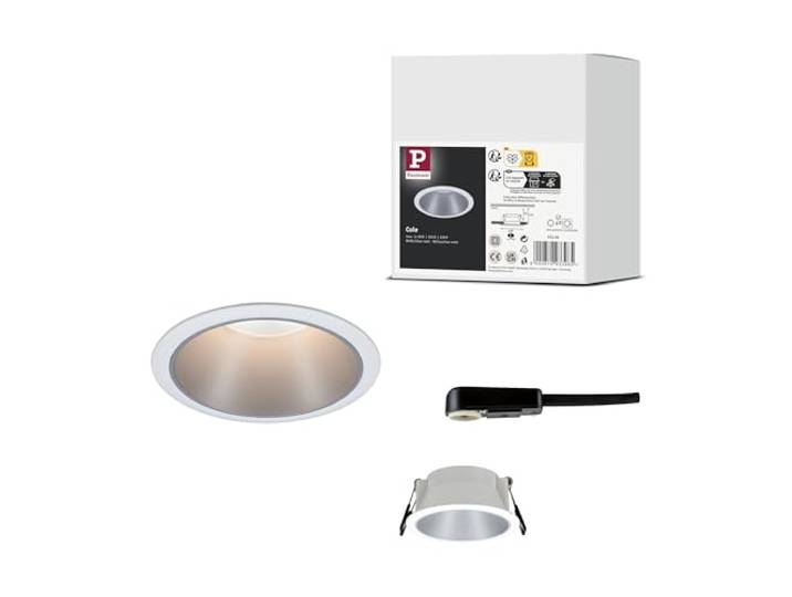 Paulmann 93398 spot encastré Cole fixe rond gradable projecteur encastré Blanc dépoli\, Argent spot aluminium lampe encastrée plastique GU10