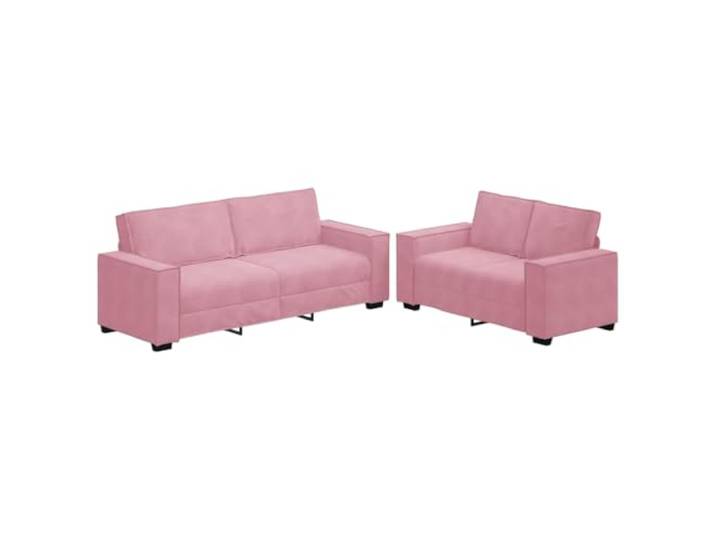 Coespram 2-tlg Sofagarnitur Rosa Samt 2er und 3er Couch Set Eleganter Samtbezug und stabile Holz-Metall-Konstruktion für gemütliche Stunden im Wohnzimmer, Büro oder Gästezimmer.