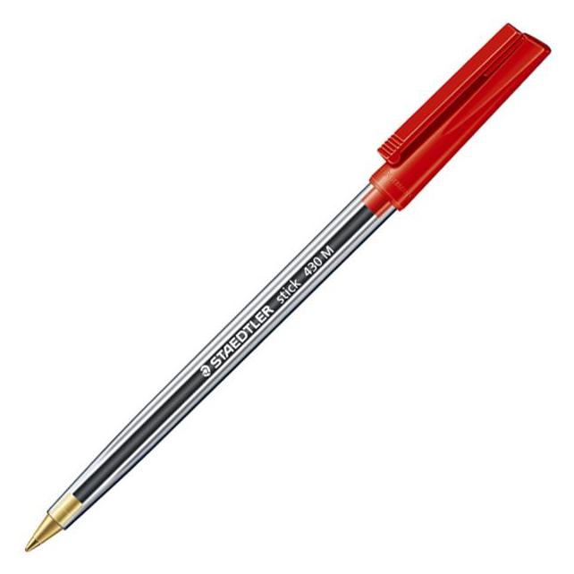 Staedtler Einwegkugelschreiber stick 430 0,35mm rot Kappenmodell dokumentenecht (1x) (430 M-2)