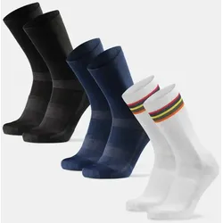 AERO FAHRRAD CREW SOCKEN - 3-Pack - Schwarz | Blau | Weiß/Streifen - 48-51