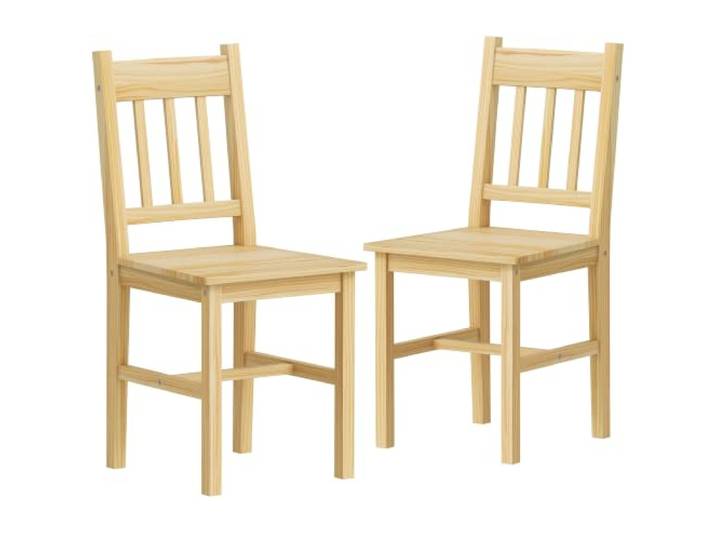 HOMCOM Esszimmerstühle 2er-Set mit Lattenrücken Kiefernholz Naturholz Küchenstuhl, Struktur, Wohnzimmer, Esszimmer