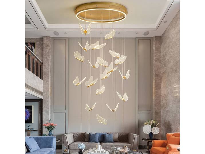 Lustre LED en forme de papillon, design échelle, pour chambre, escalier, salon, éclairage décoratif créatif