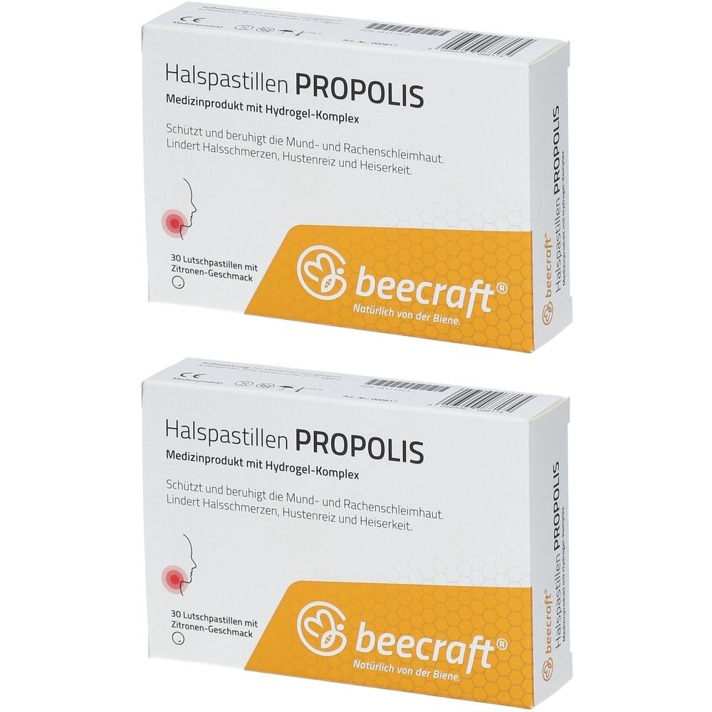 Beecraft Halspastillen Propolis 2x 2x30 St Lutschpastillen