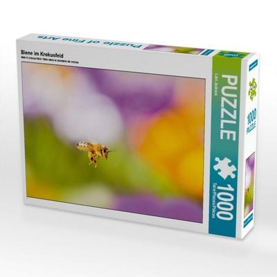 CALVENDO Puzzle Biene im Krokusfeld 1000 Teile Puzzle quer | 1000 Teile Lege-Größe 64 × 48 cm Foto-Puzzle für glückliche Stunden