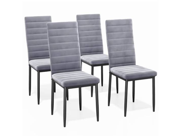 Bealife Esszimmerstuhl 4er-Set, Esszimmerstühle für Küche und Esszimmer, gepolsterte Samtstühle mit hoher Rückenlehne, modern (Hellgrauer Samt, 4er Set)