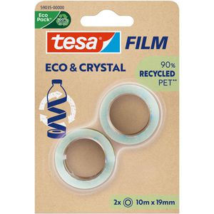 Tesa Klebeband 59035, Eco & Crystal, 19mm x 10m, unsichtbar, Kern-Ø 26mm, 2 Stück