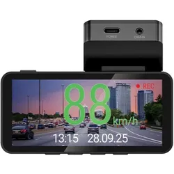 Navitel GPS R87 GPS (Eingebautes Display, Eingebautes Mikrofon, GPS-Empfänger, 2.7K), Dashcam, Silber, Schwarz