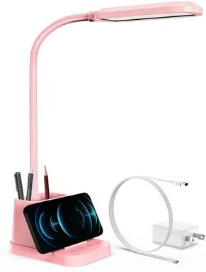 Value Selection 23 Inch LED Desk Lamp With USB Charging, Gooseneck Study Light And Organizer pink