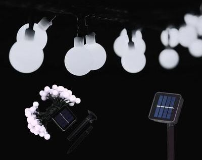Uplift Picks GlowSphere Solar LED Fairy Lights 10M Outdoor Garden Ball String Lights white 9.5 M