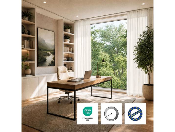 GOODproduct ELVIRA, nach Wunschmass, transparent, Made in Europe Kräuselband 1 Stk. tlg. Massanfertigung, made in europe, Wohnzimmer, Schlafzimmer, uni