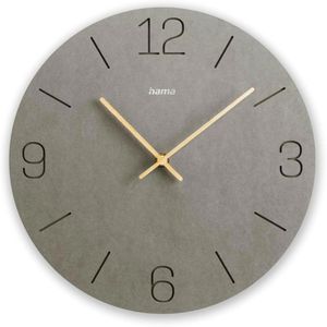 Hama Wanduhr Kreta, Holz, analog, Quarzuhr, Ø 30 cm, grau, lautlos
