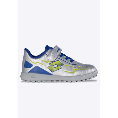 Fußballschuh LOTTO, Herren, Gr. 32, silber (silber, blau), Synthetik, Schuhe Fußballschuh, mit Turf-Sohle für synthetische Hartplätze
