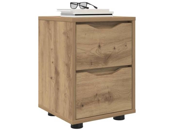 KTHLBRH Nachttische 2 Stück Eiche Handwerk 30,5 x 30 x 43 cm Holztechnik, 2 Schubladen, höhenverstellbar, Kugelführungen, schwarze Beine