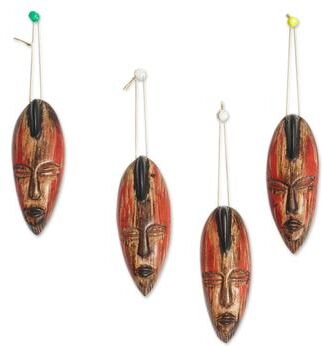 Novica Handmade Intense Facets Wood Ornaments (Set Of 4)