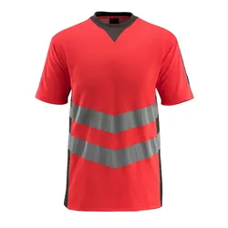 Warnschutz T-Shirt "SANDWELL" Safe Supreme UV-Schutz - M - rot/dunkelanthrazit
