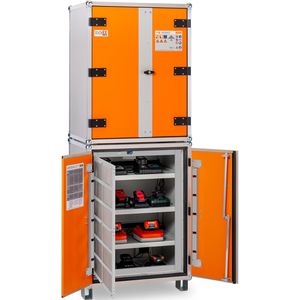CEMO Akku-Ladeschrank Basic 8/20, mit 36 Steckdosen, mit Stapelfüßen & 400 V Anschluss, (B/H/T) 81 x 213 x 66cm
