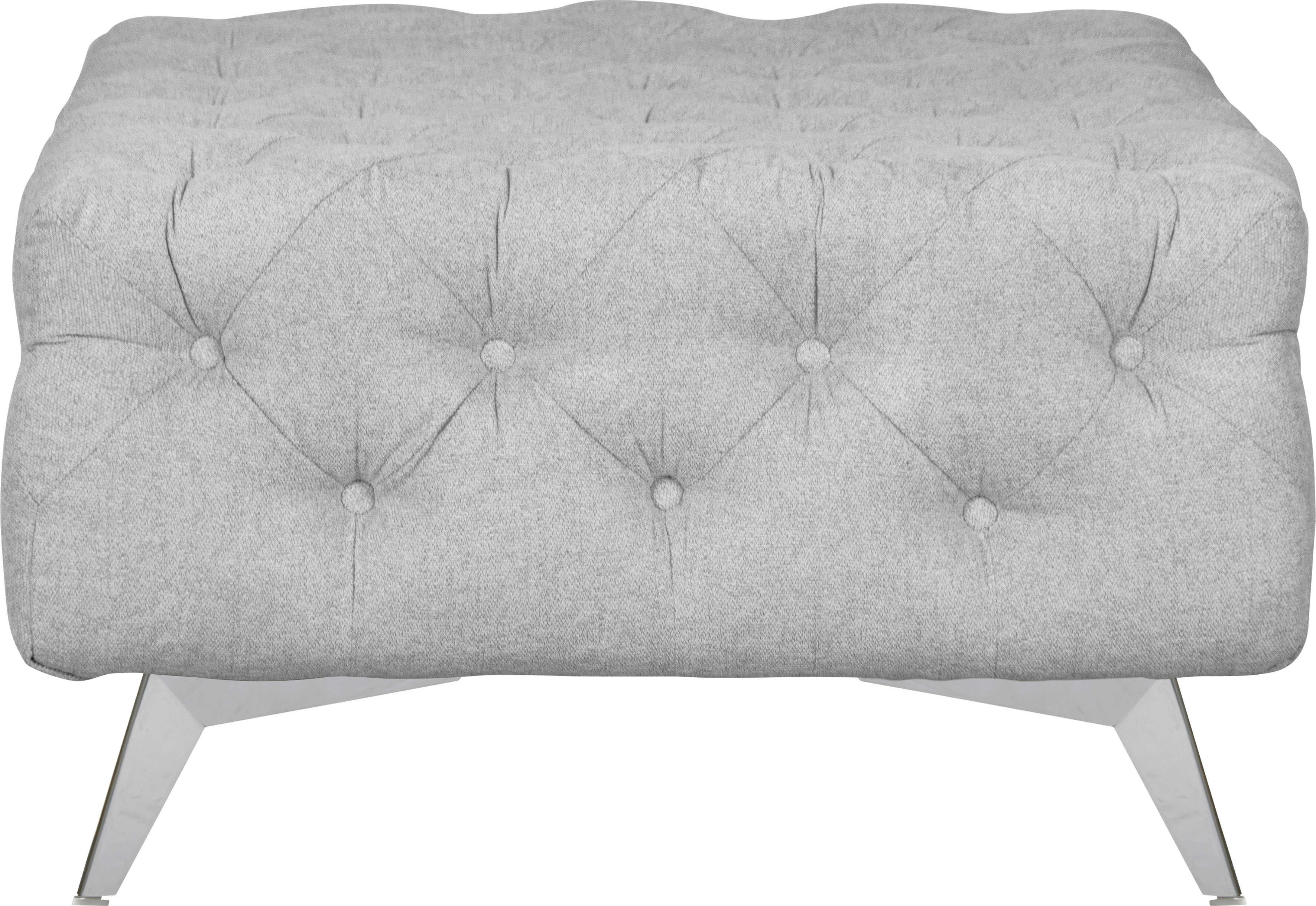 Polsterhocker HOME AFFAIRE "Amaury", silber, B:80cm H:45cm T:80cm, Struktur (100% Polyester);Samtoptik (100% Polyester), Hocker, Polsterhocker, Chesterfield-Optik, Breite 80cm, Fussfarbe wählbar silber B/H/T: 80cm x 45cm x 80cm, Struktur, Füsse chromfarbe