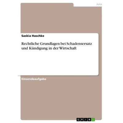 Rechtliche Grundlagen bei Schadensersatz und Kündigung in der Wirtschaft, Taschenbuch von Saskia Haschke, GRIN, 978-3-346-80038-1