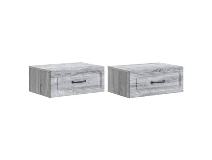 Coespram Nachttisch Wandmontiert 2er Set Graues Sonoma 49x34,5x20cm 2 schwebende Nachtkommoden aus Holzwerkstoff in Graues Sonoma mit je 2 Schubladen für Schlafzimmer und Wohnbereich.