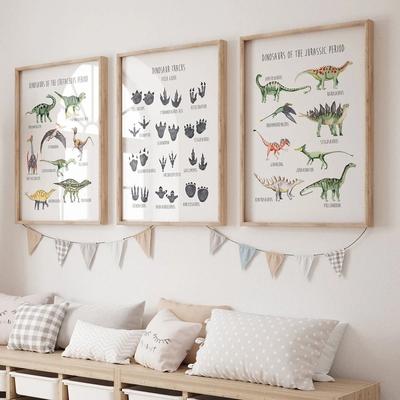 Uplifted Finds Modern Abstract Dinosaur Illustration Canvas Wall Art For Kids Room 30 X 40 Cm No Frame a