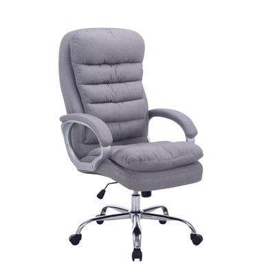 DELUKE® Bürostuhl SOUK Stoff - 116x68x77, Grau | Stoff | Metall in Chromoptik Gestell | ergonomische Bürostühle Homeoffice Stuhl mit Rollen