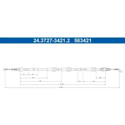 Seilzug Feststellbremse ATE 24.3727-3421.2 für VW Transporter T6 Caravelle